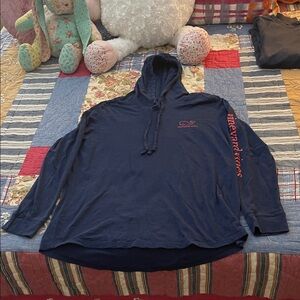 Vineyard Vines Navy Hoodie with Orange Logo